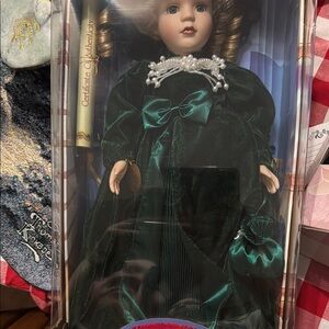 Vintage Green Velvet Doll in Victorian Style